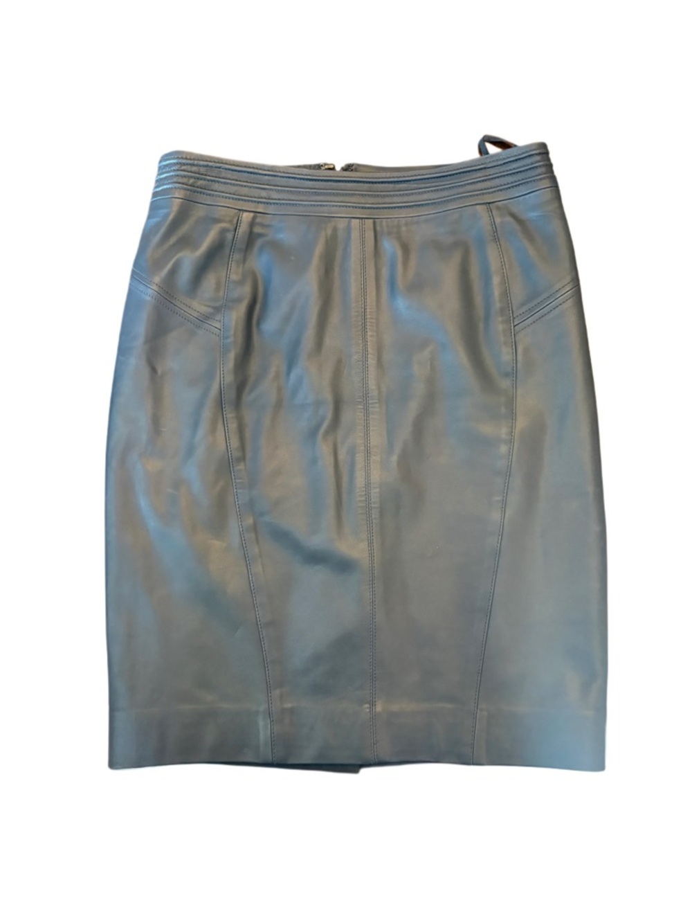 Etecetara Navy Genuine Leather Pencil Skirt